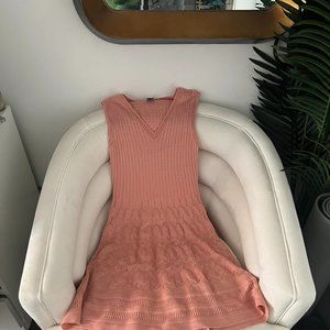 M Missoni Geometric Knit V-Neck Tank Dress in Blush Pink, IT 40